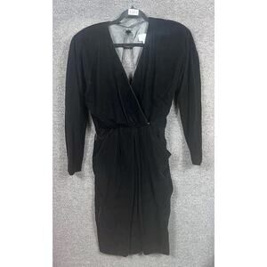 VTG Jackie Bernard EKLEKTIC Dress Womens 10 Black Velvet Wrap Made USA 80s